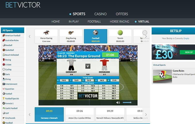 virtual football betting at BetVictor