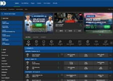 The 10bet home page, displaying the latest sports, both antepost and in-play