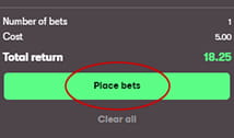 The place bet button, displayed on the 10bet page