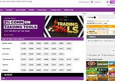 Betdaq home page, with the latest sports and horse racing events