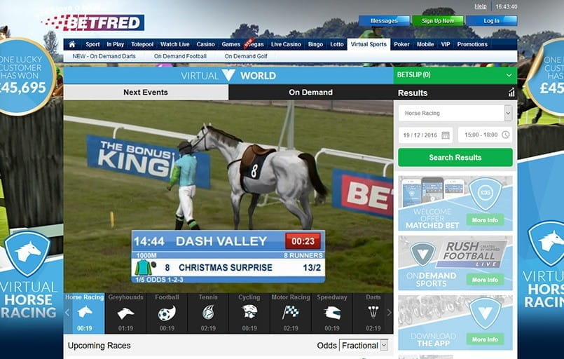 Virtual horse racing at Coral
