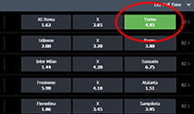 FansBet bet selection page zoomed in