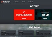 The FantasyBet homepage, displaying the latest promotions and your latest balance
