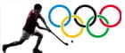 Field hockey player and the Olympic sign