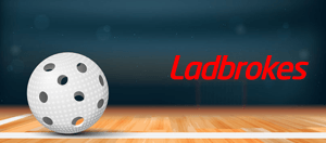 A floorball and the Ladbrokes logo
