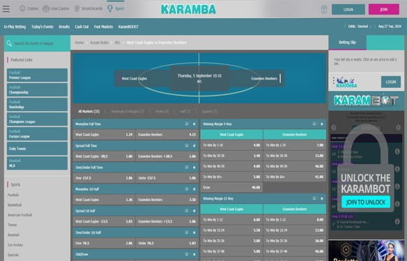In-play betting at Karamba