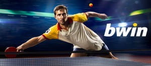 Table tennis player and a Bwin logo