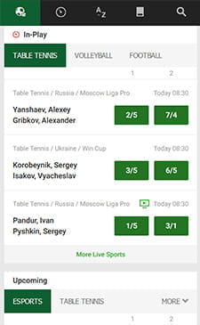 Unibet in-play on mobile