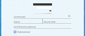 The Visa card details page.