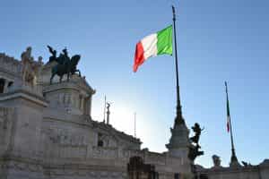 Italian flag outside a building.