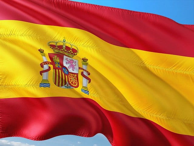 Close up of the Spanish flag.